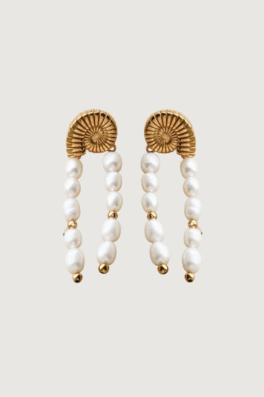 CONCH SHELL PEARL DROP TASSEL EARRINGS - STUDIO JO STORE